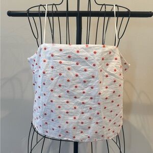 Jun & Ivy Sz L Spaghetti Strap, White Orange Polkadot Cotton Top/Tank